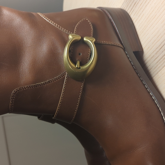 SOLD NWOT Coach Tall Brown Zip Up Leather Riding Boots - Picture 3 of 14